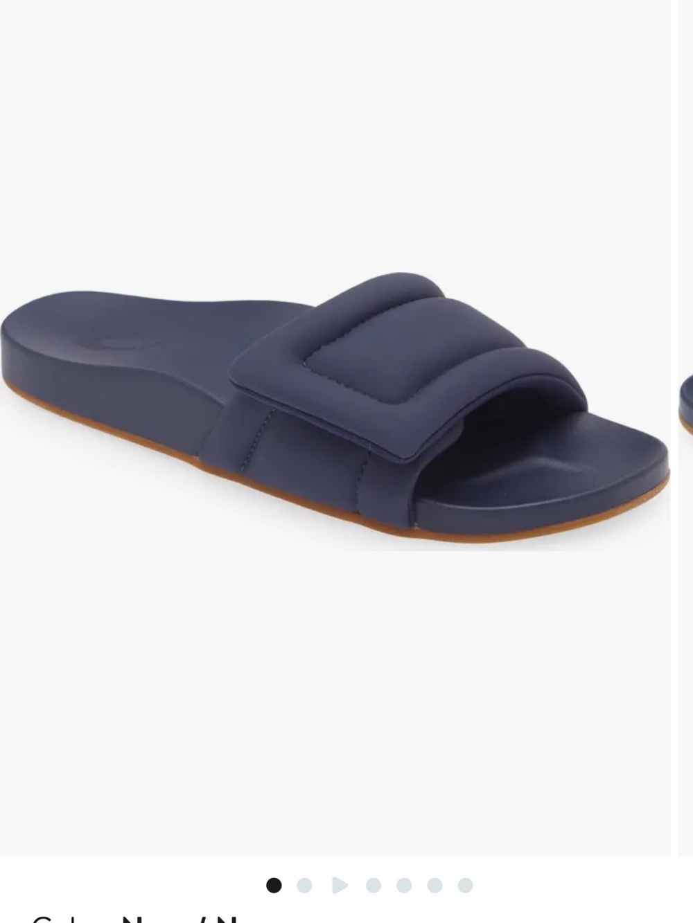 Women's OluKai Sunbeam Padded Slides Navy Tan Comfort Like New Size 10